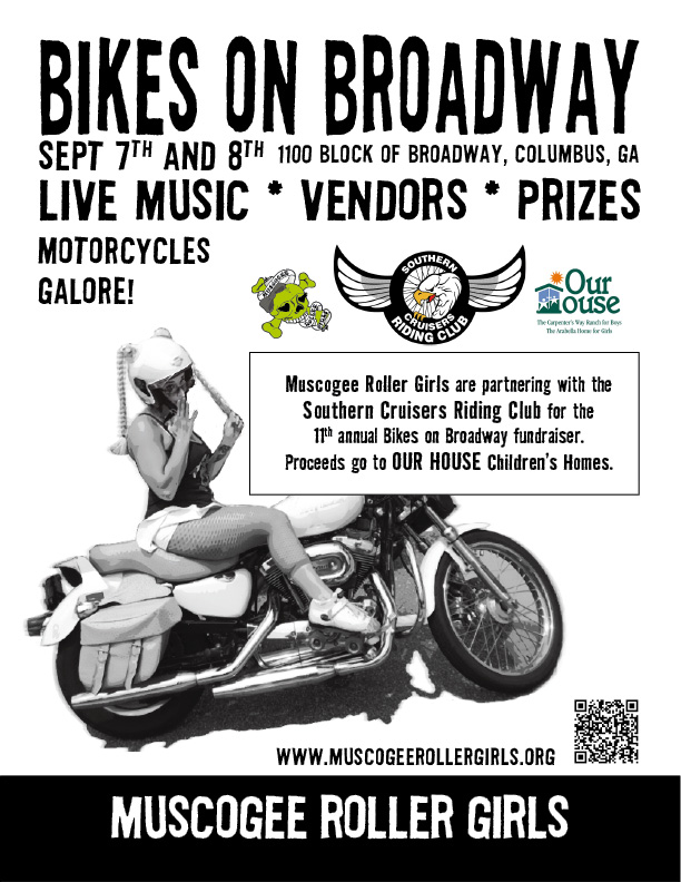 The Muscogee Roller Girls will be at Bikes on Broadway